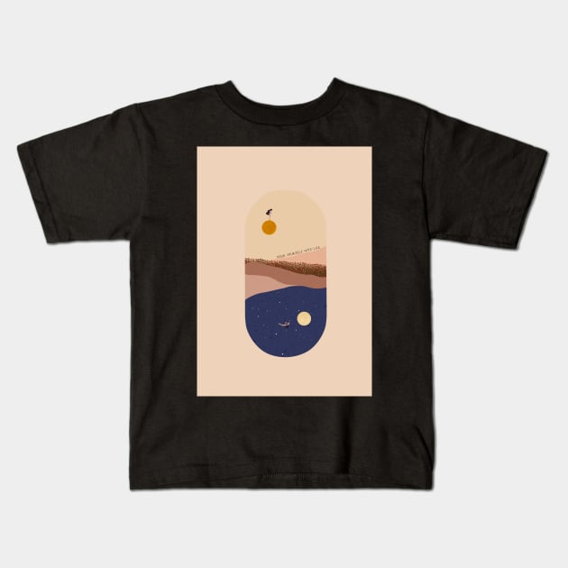 Sun and moon Kids T-Shirt by bluesbytuba